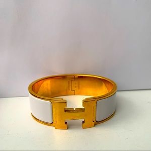 Hermès wide clic clac bracelet WHITE